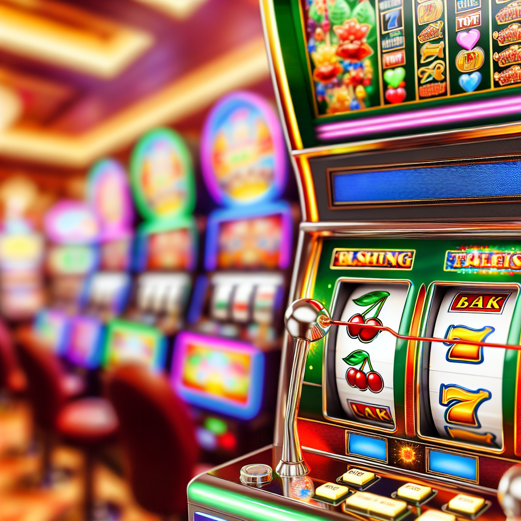 カラフルなカジノゲーム画面、スロットマシン。