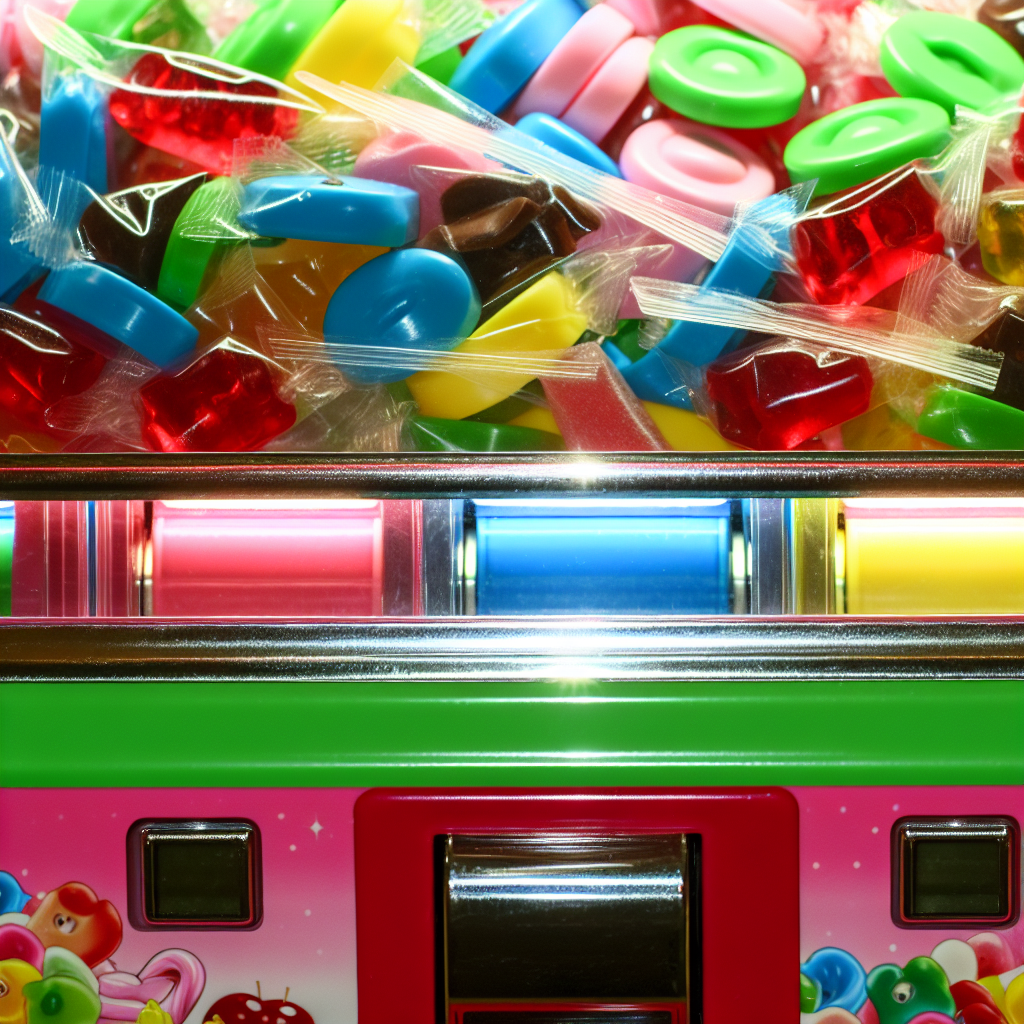 カラフルなお菓子が並ぶスロットマシン。