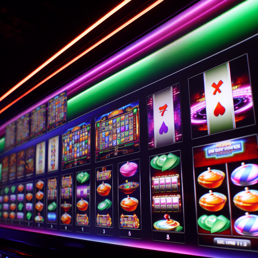 多様なカジノゲームが並ぶデジタル画面。
