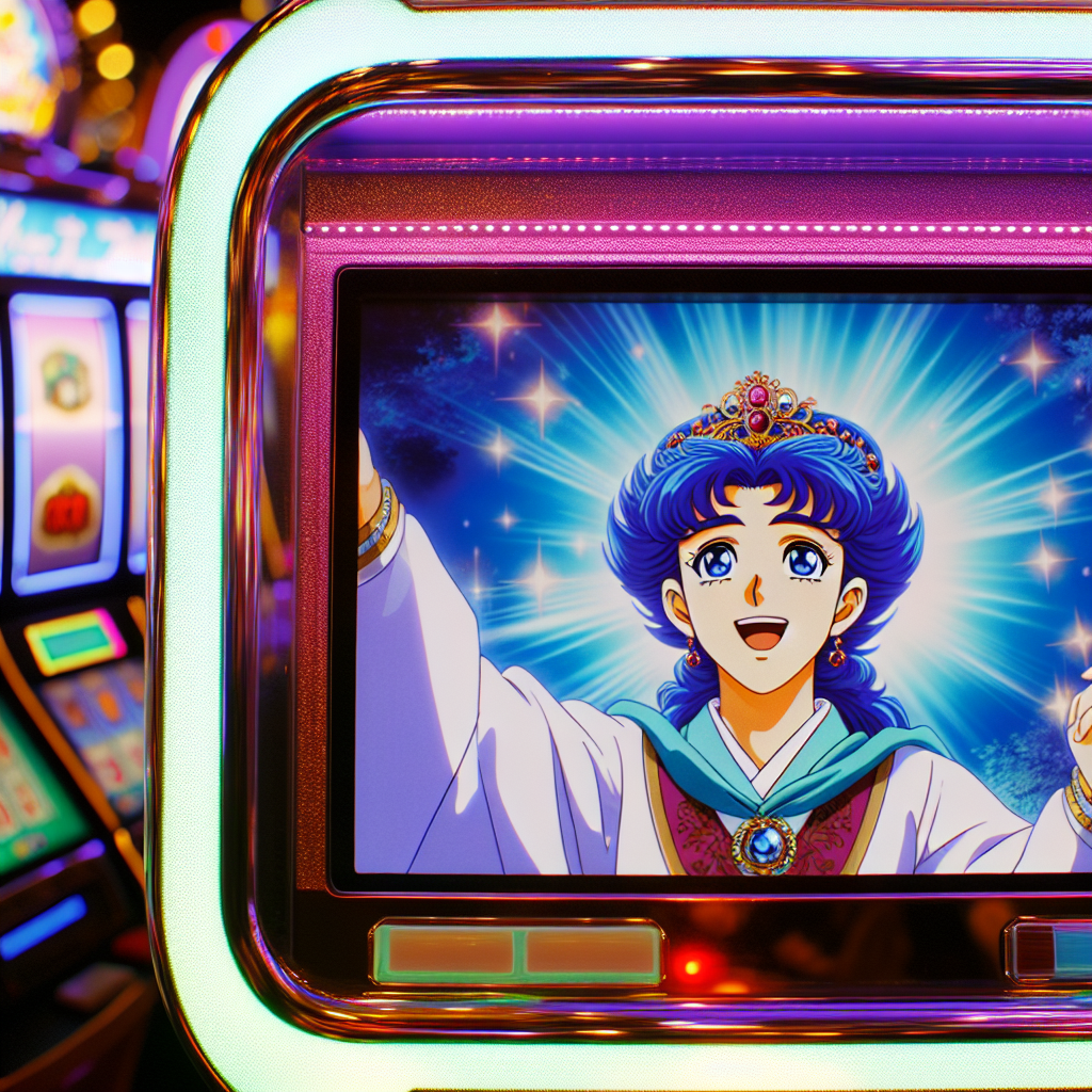 アニメ風プリンセスが輝くスロット画面。