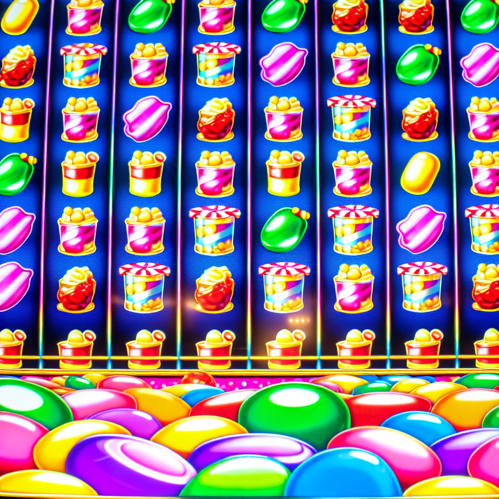 カラフルなキャンディが並ぶスロットゲーム。