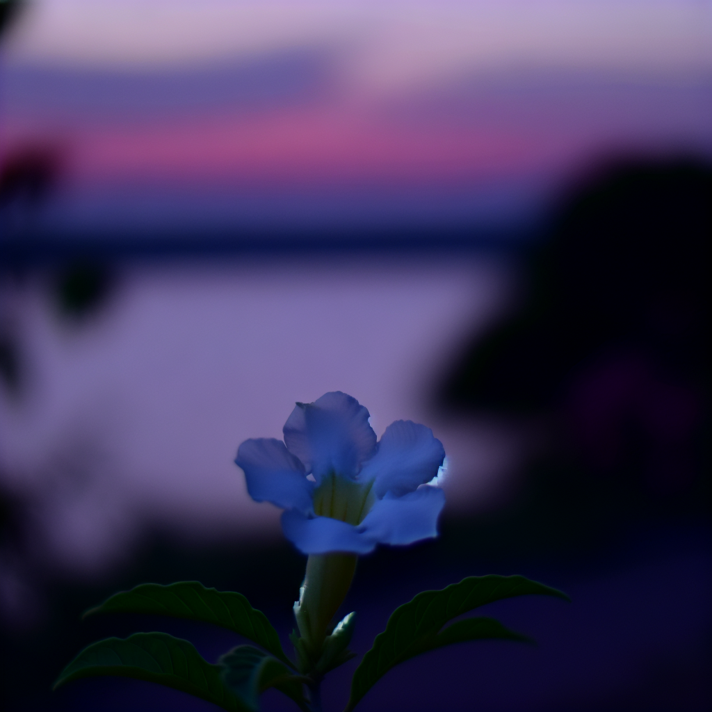 落ち着いた夕暮れに咲く一輪。