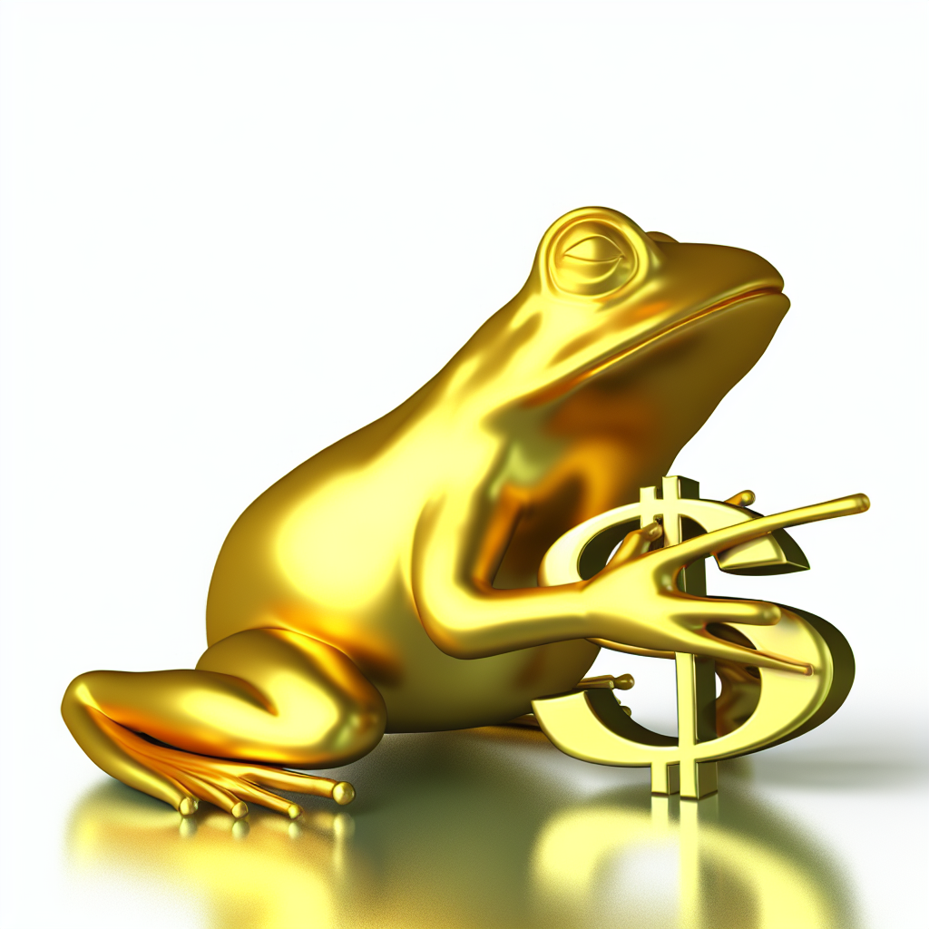 金色の蛙が富を象徴する画像。
