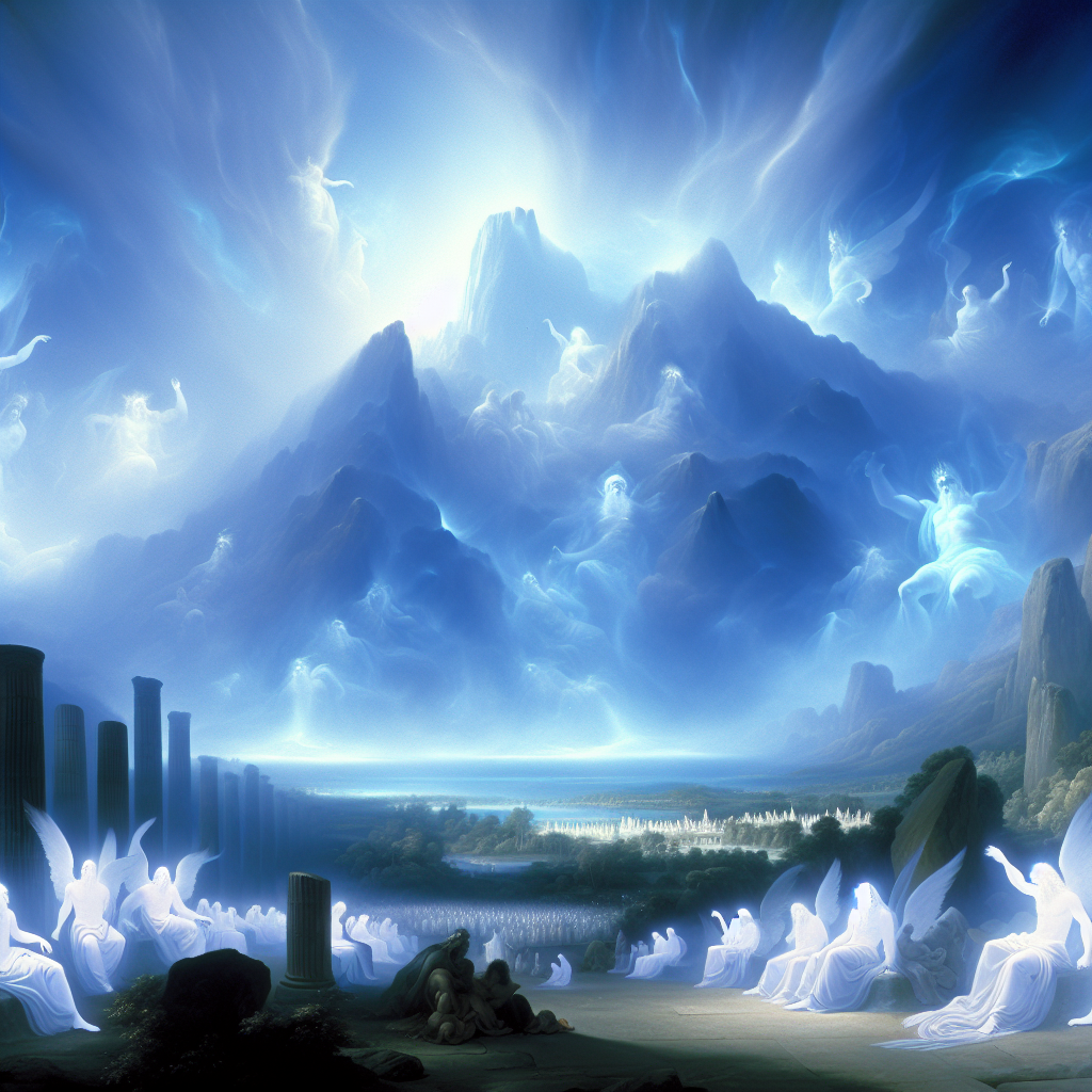 壮大な神々が集うオリンポス山の風景。