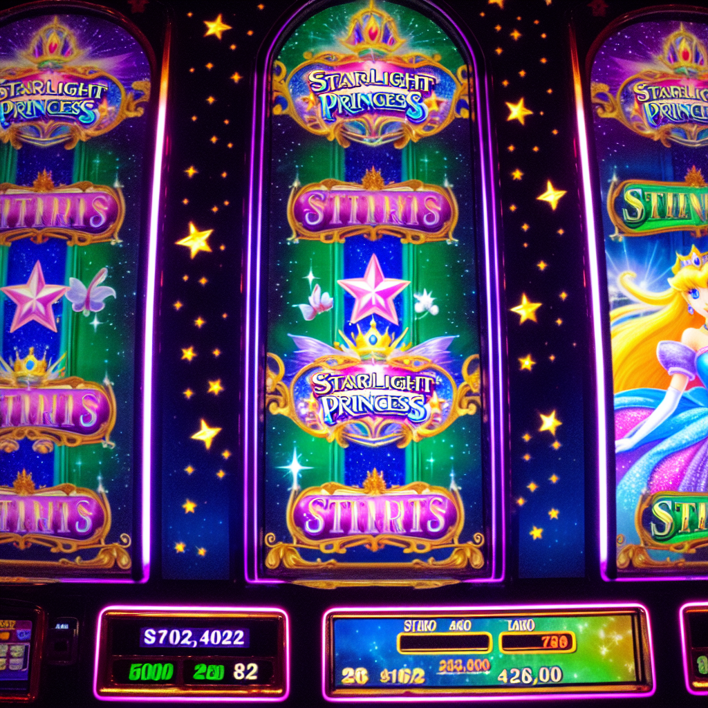 スターライトプリンセスの華やかなスロット画面。