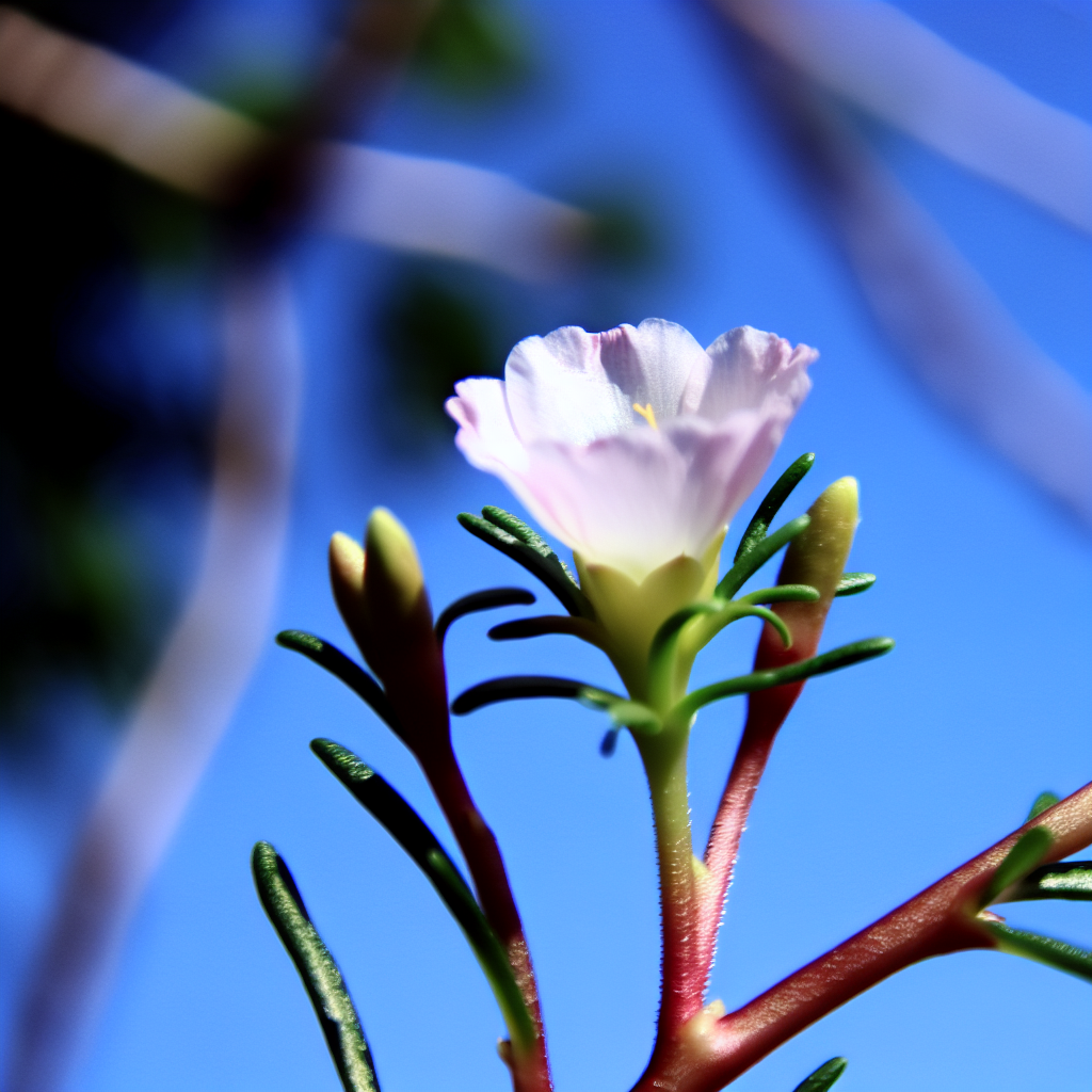 青空の下で咲く一輪の花。