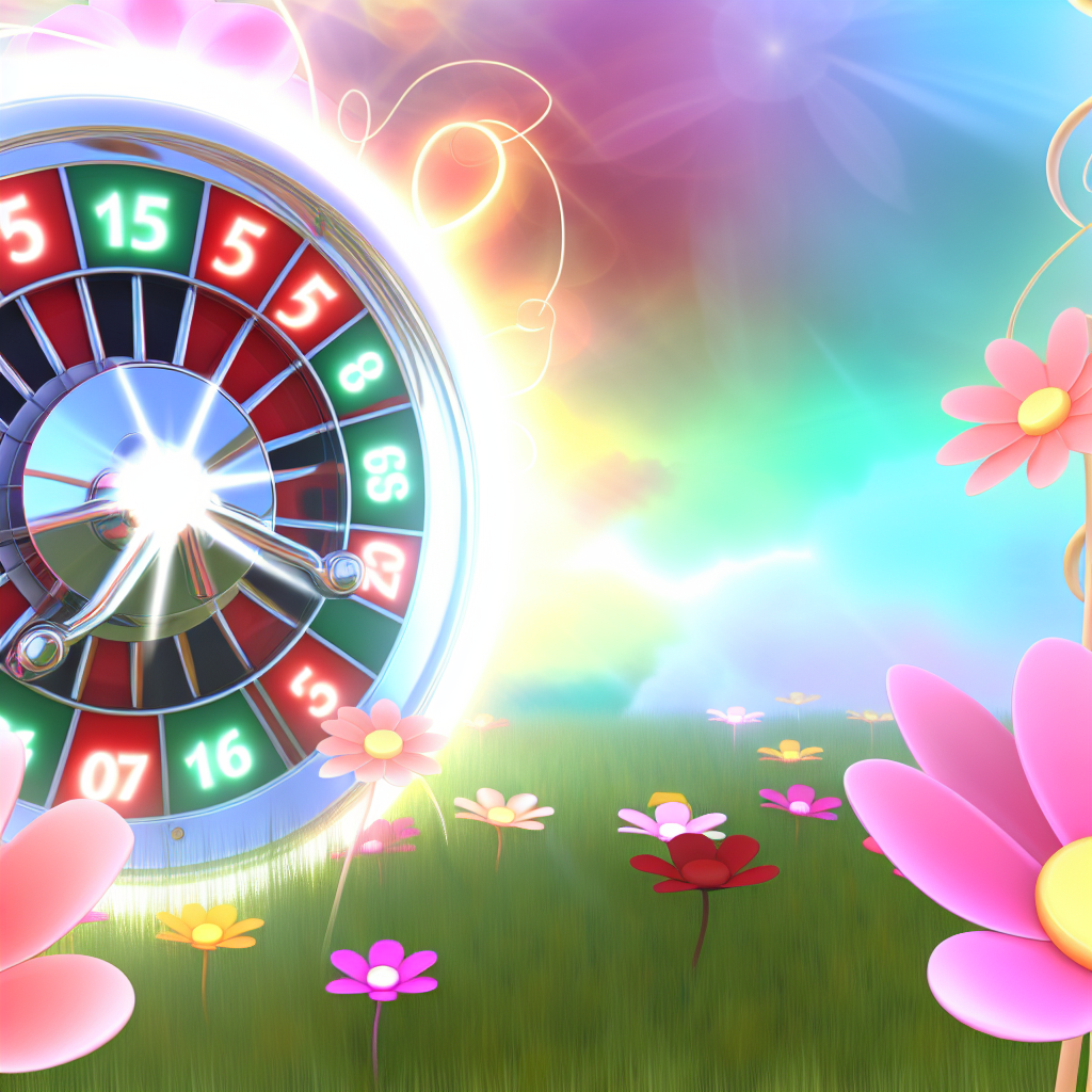幻想的な花畑で輝くカジノリール。