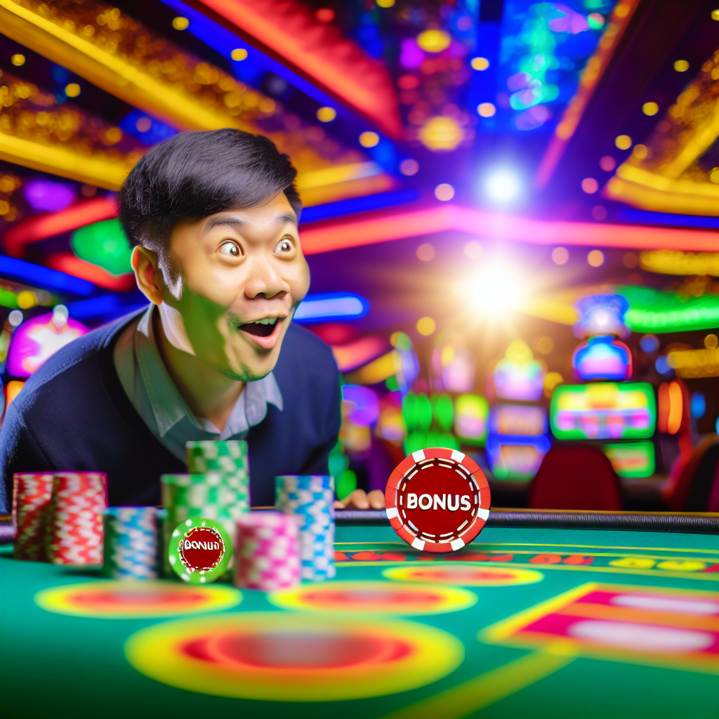 「カジノゲームを試すプレイヤー、ボーナスチップ」