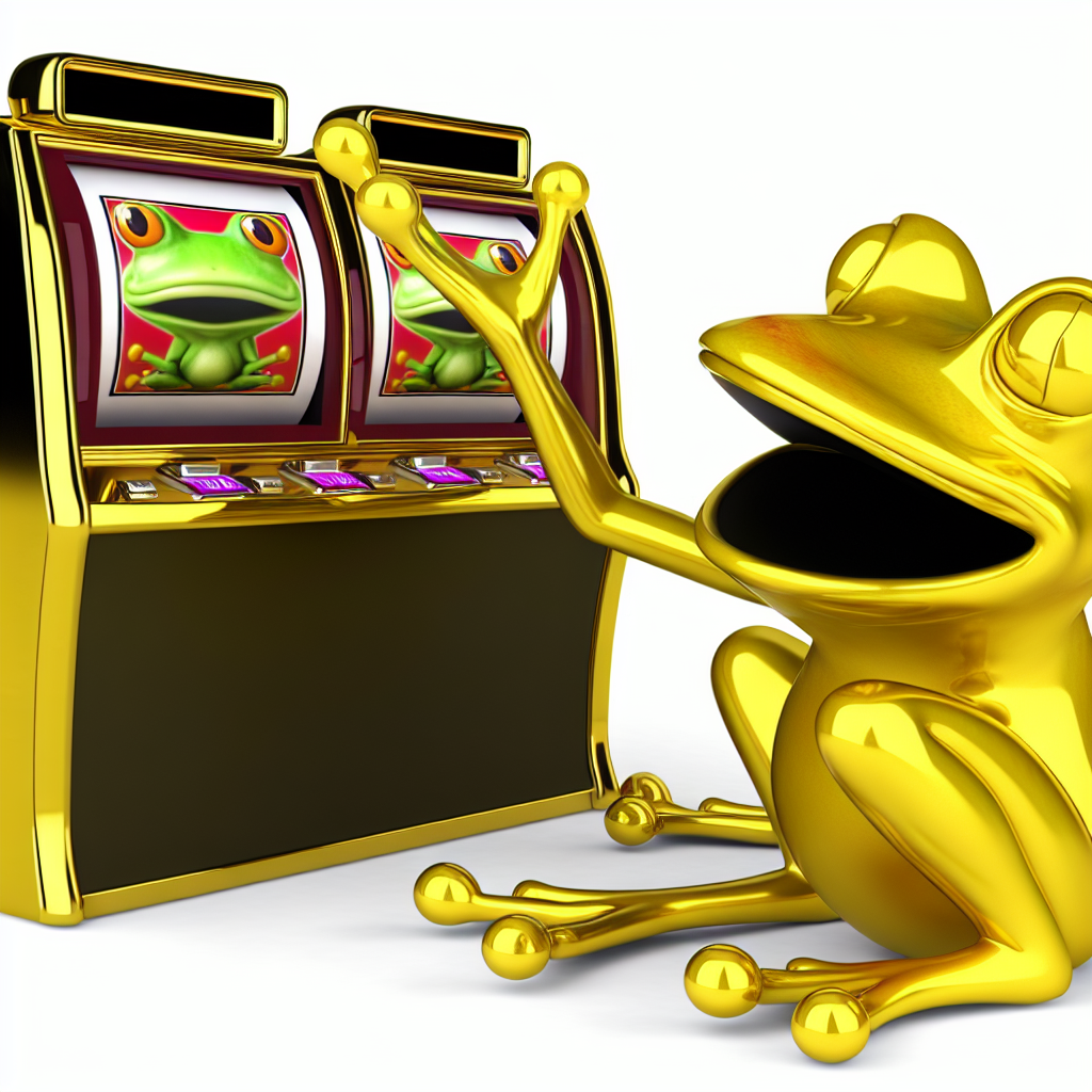 金色の蛙がスロットマシンを祝福する。
