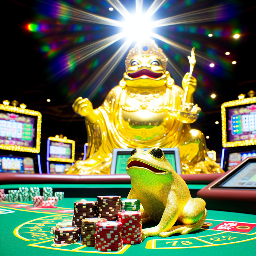 金蛙神がカジノのゲームで輝く。