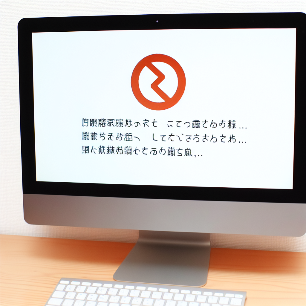 「申し訳ありません」と表示されたコンピューター画面。