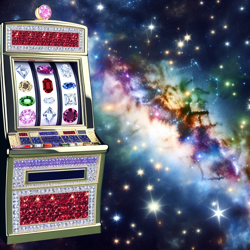 宇宙を背景に輝く宝石スロット。