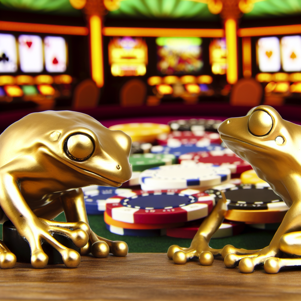 「金色の蛙がカジノで賭ける。」
