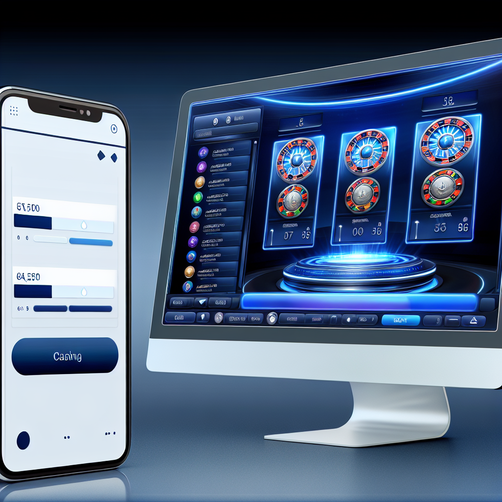 オンラインカジノ画面、スマホとPC表示中。