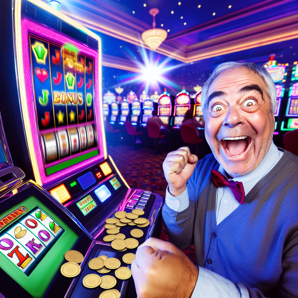 カジノゲームとボーナスで笑顔のプレイヤー。
