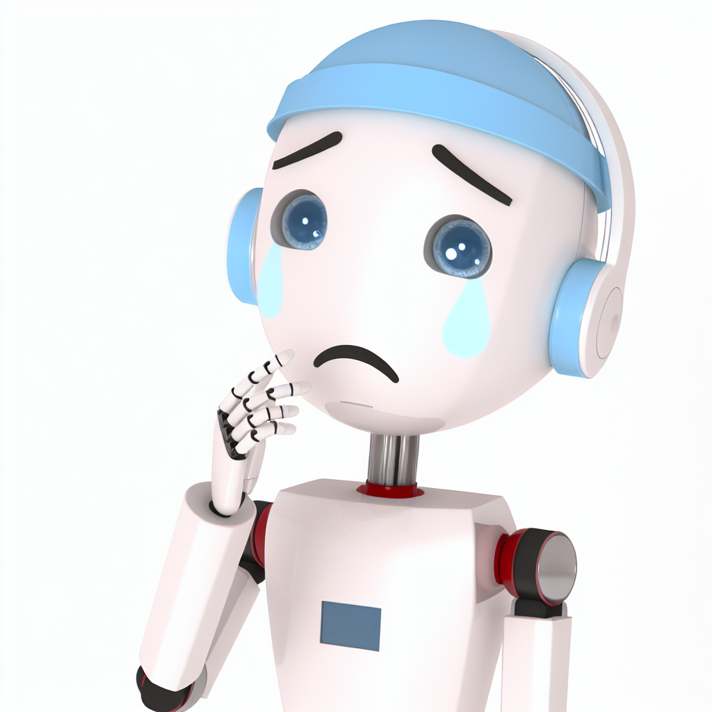 悲しげな顔のロボットが謝罪。