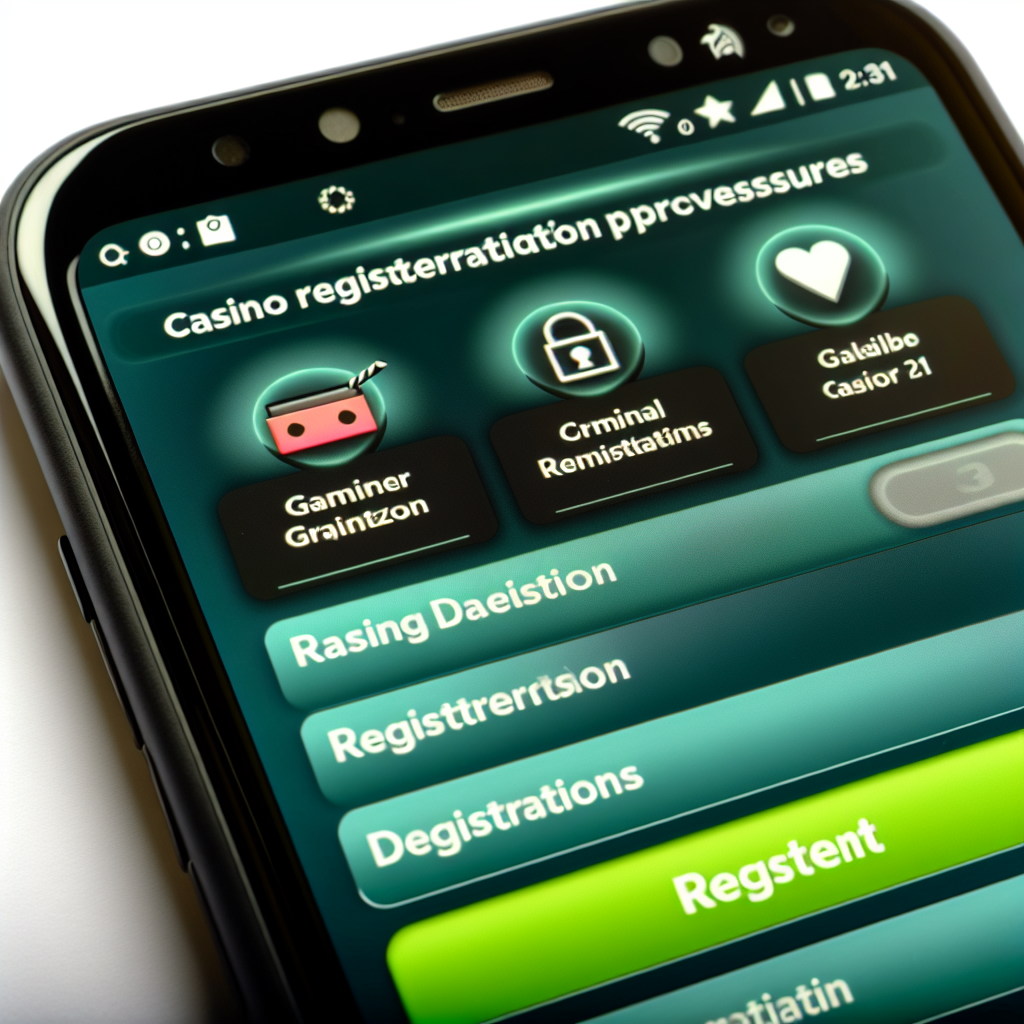「スマホ画面にカジノ登録手順表示。」