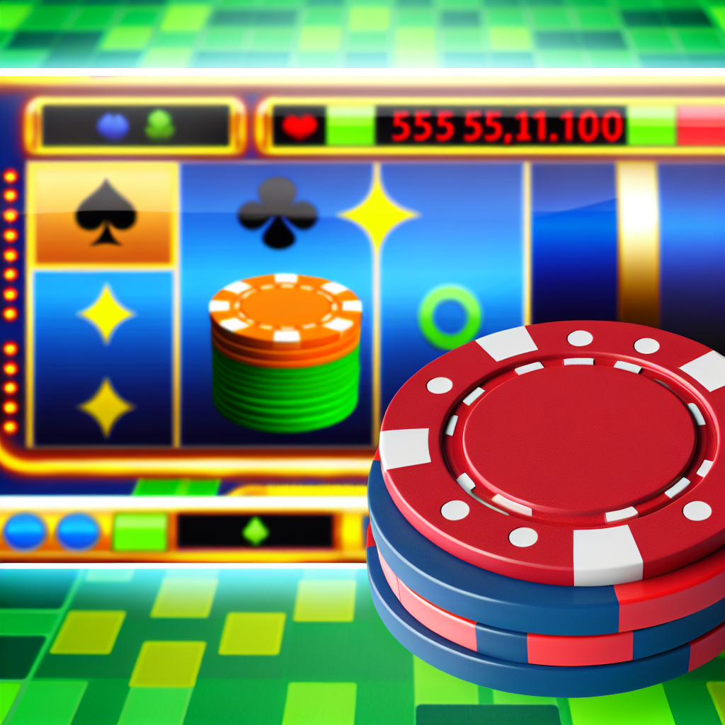 「カジノチップとゲーム画面を表示。」