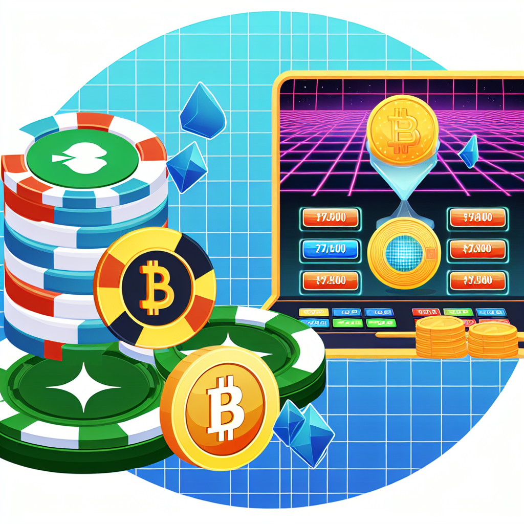 「カジノチップ、スロット、仮想通貨のイラスト」