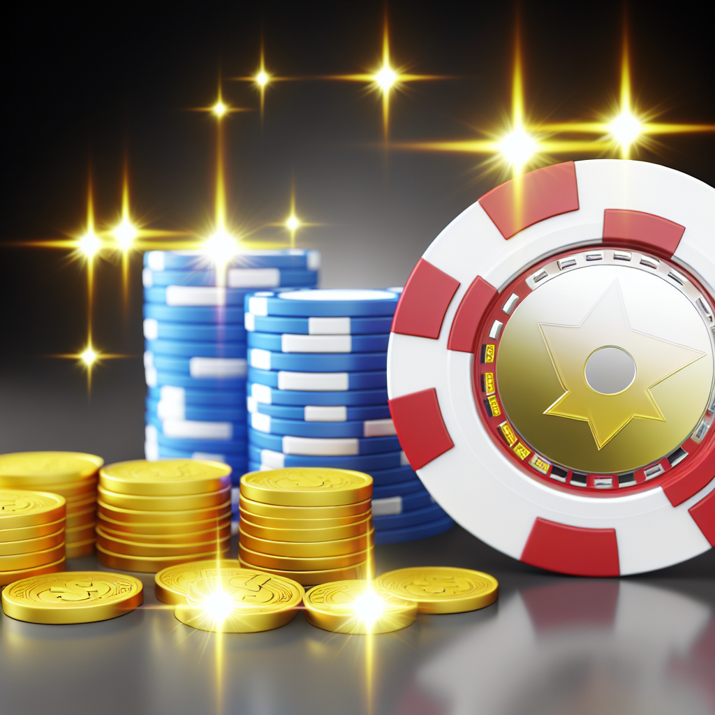 「カジノチップと勝利の金貨が輝く。」
