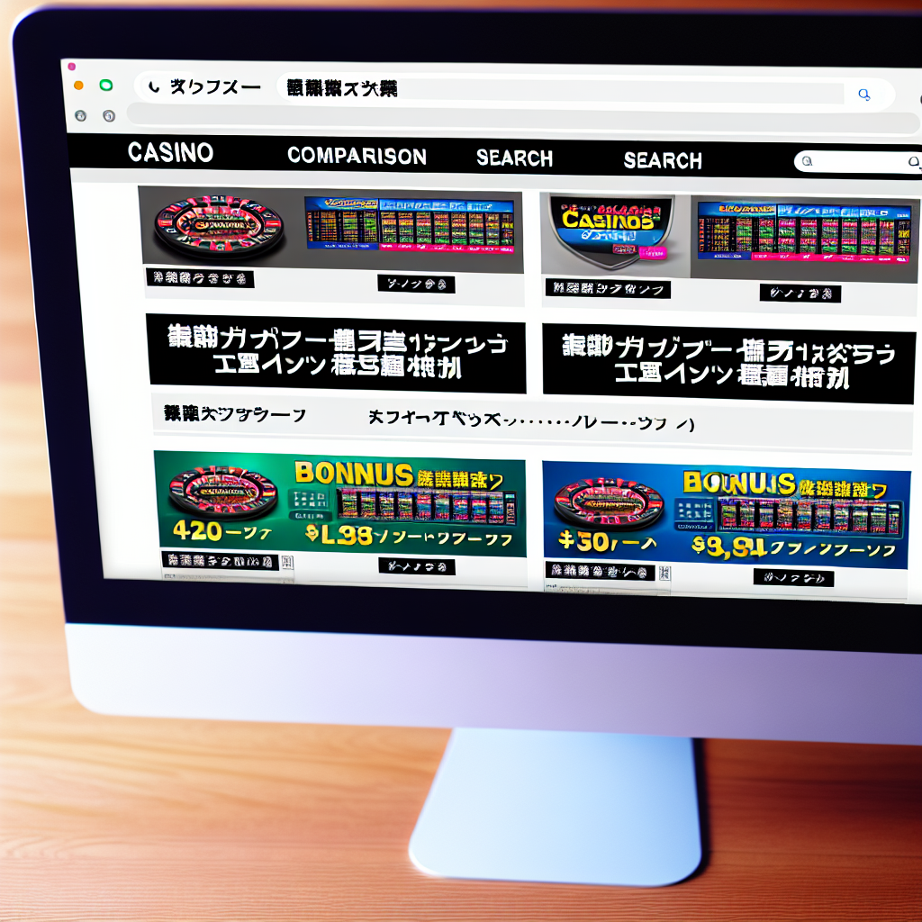 「カジノサイト比較画面、検索、ボーナス確認」