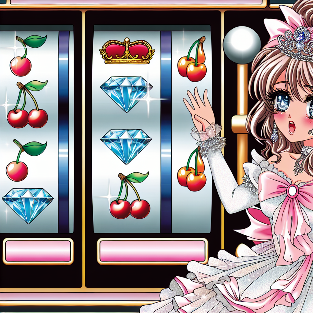 「アニメ風プリンセスがスロットリールを彩る。」