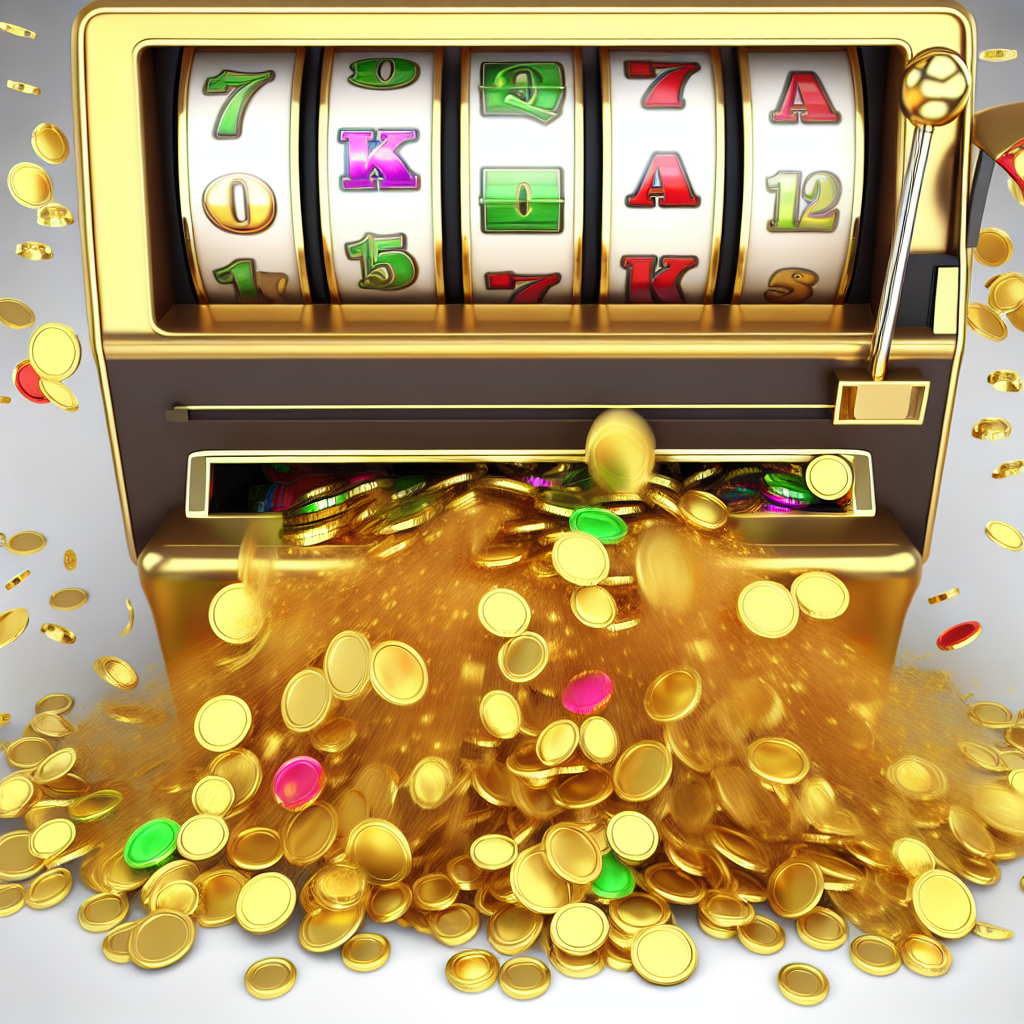 「カジノボーナスで溢れる金色のスロットマシン。」